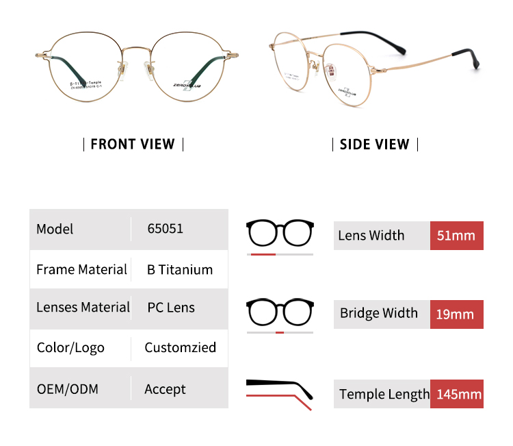 Titanium Eyewear Frames Men_Size