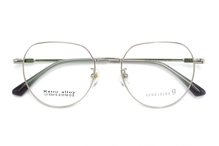 Mens Retro Glasses Frames - Silver