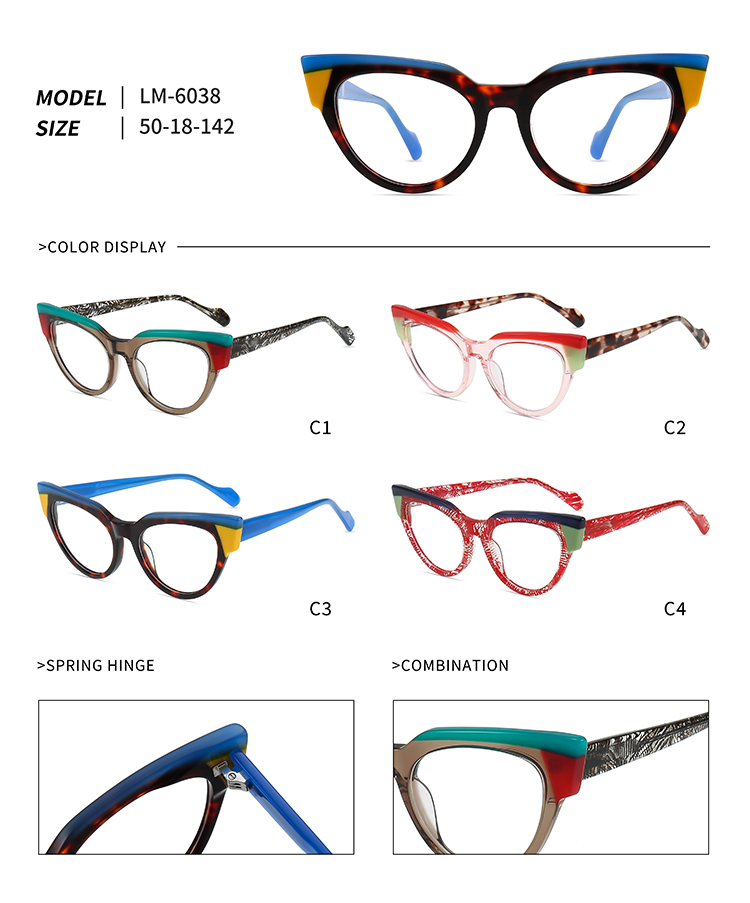 LM-6038 ladies cat eye glasses frames