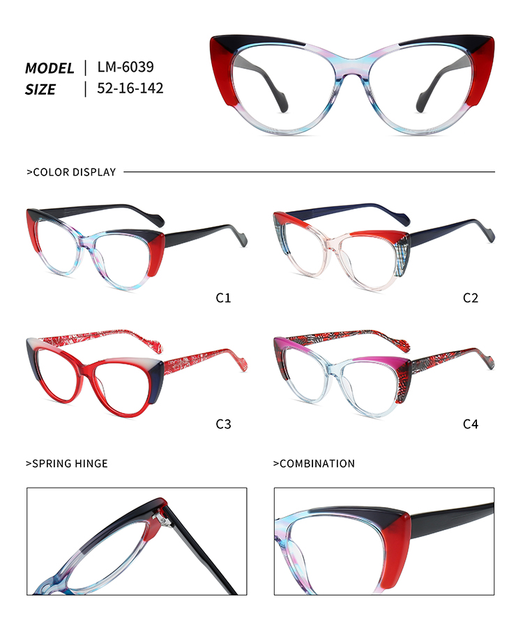 LM-6039 cat eye frame spectacles