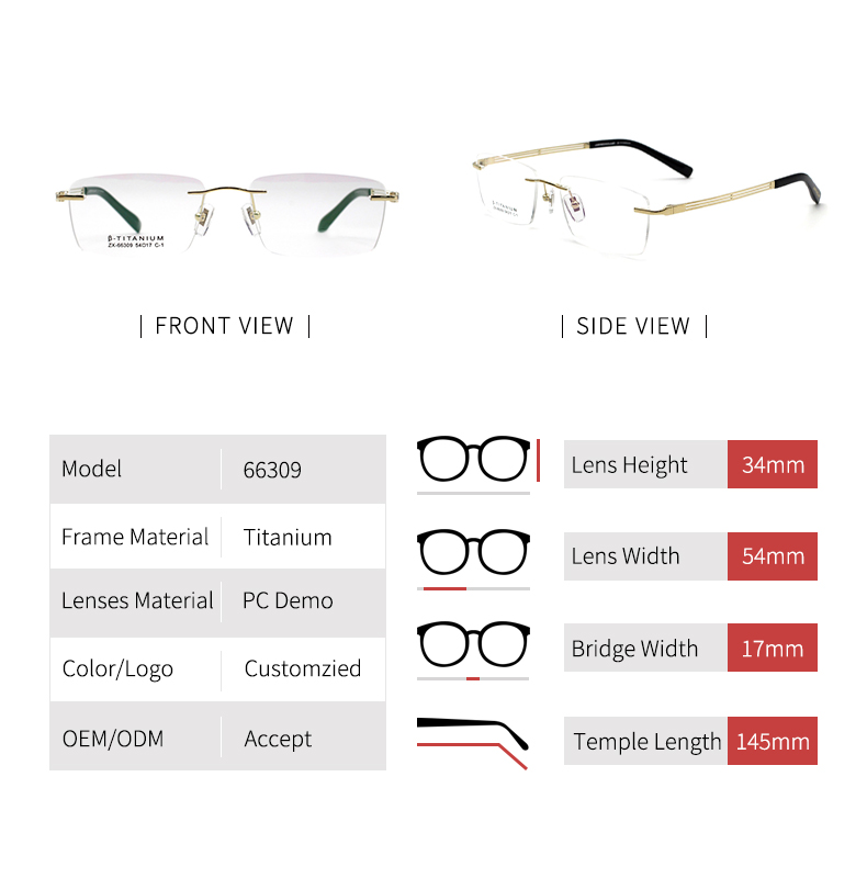 Rimless Eyeglass Frames Titanium_detials