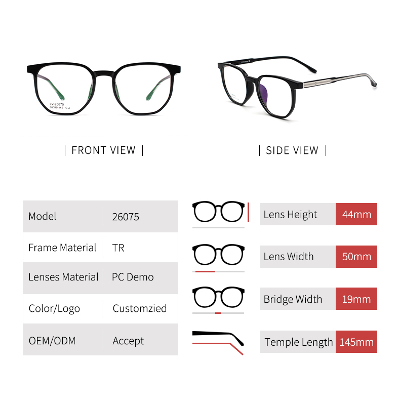 Clear Plastic Glasses Frames_size