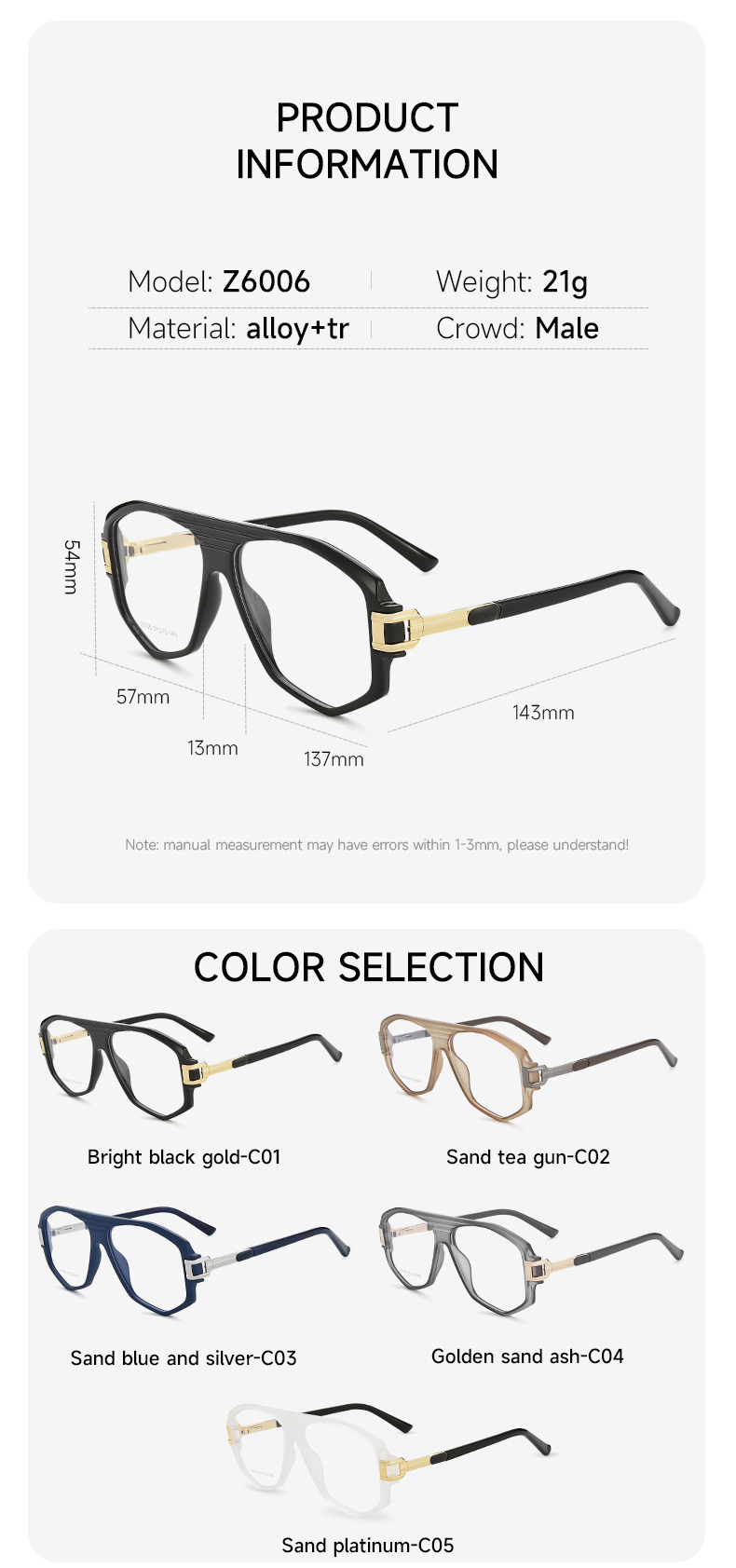 Aviator Style Eyeglasses_size
