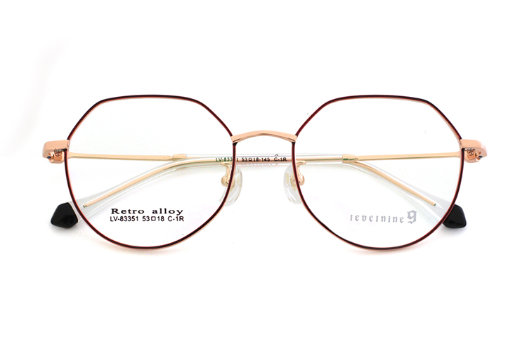Metallic Glasses Eyeglasses Frame - Red&Gold