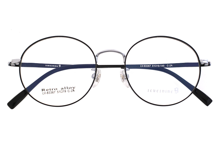 Round Eyeglass Frames - Silver&Black
