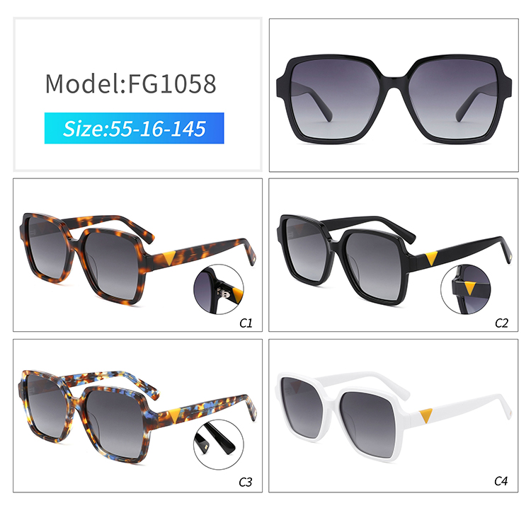 FG1058-square frame acetate sunglasses