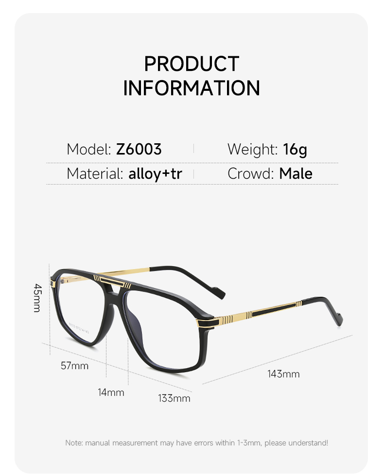 Oversized Aviator Eyeglasses_size