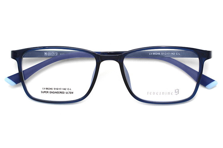 Thin Rimmed Rectangle Glasses - Blue