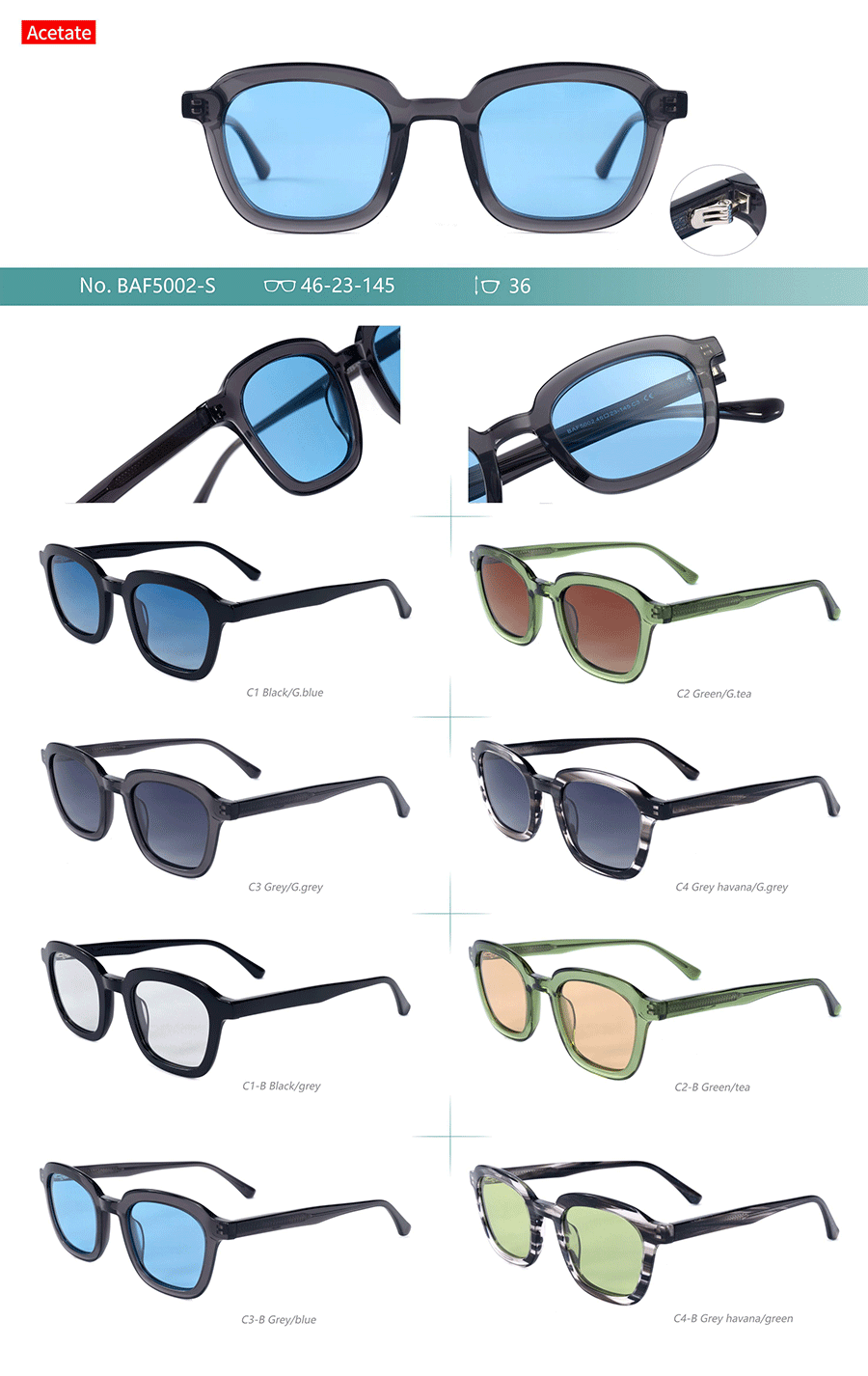 Wholesale Acetate Sunglasses-BAF5002S