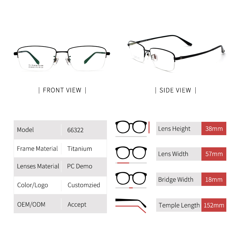 Titanium Half Frame Glasses_detials
