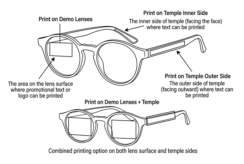 Logo placement options​​​​​​​-IU Eyewear