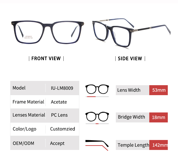 Narrow Eyeglass Frames - Size