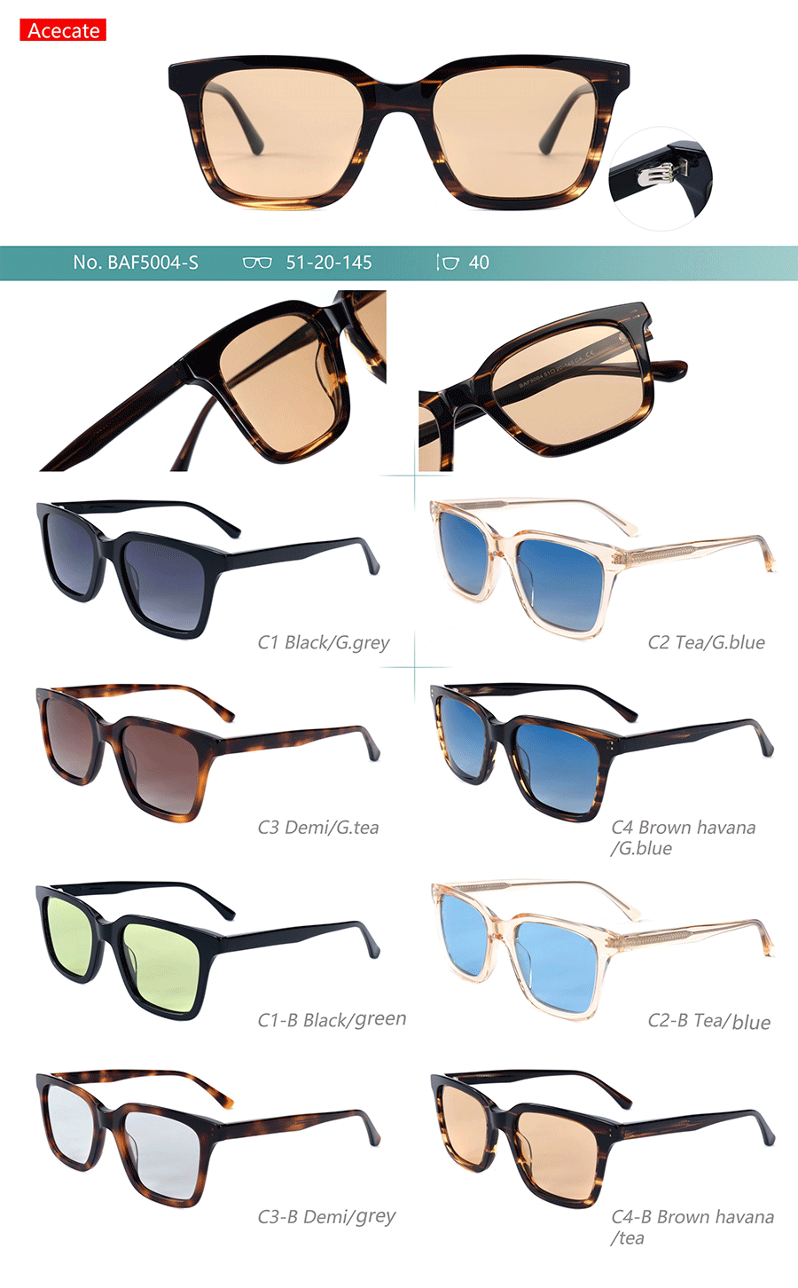 Wholesale Acetate Sunglasses-BAF5004S