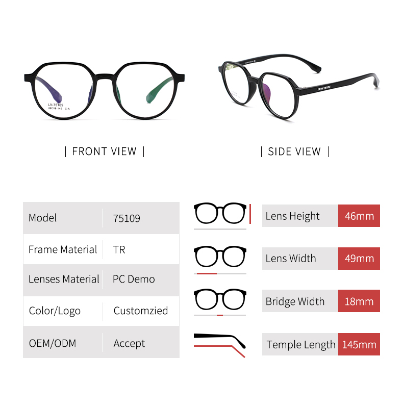 tr90 frame glasses_size