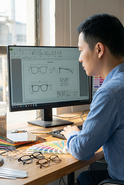 Custom eyewear frame design CAD development by IU Eyewear team