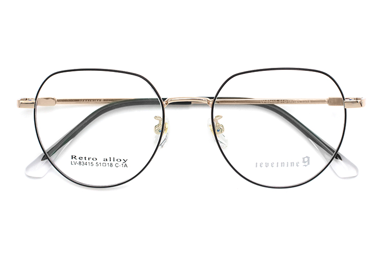 Mens Retro Glasses Frames - Black&Gold