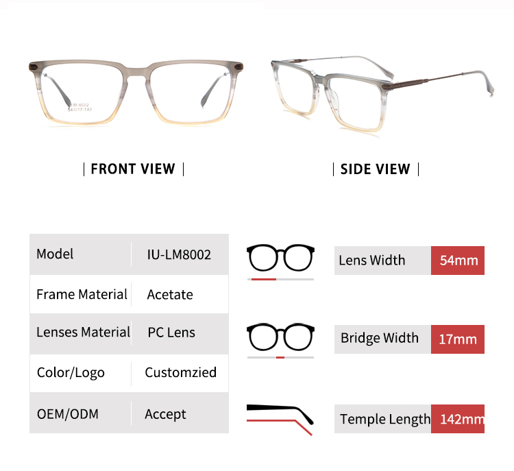 Thick Frame Glasses - Size