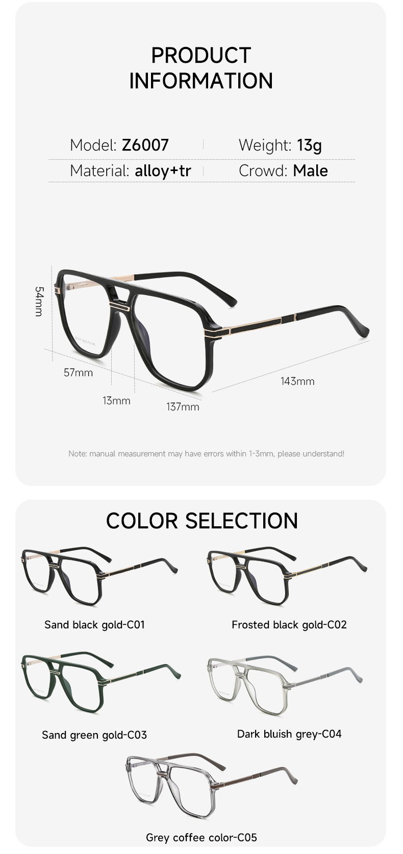 Big Square Glasses_size