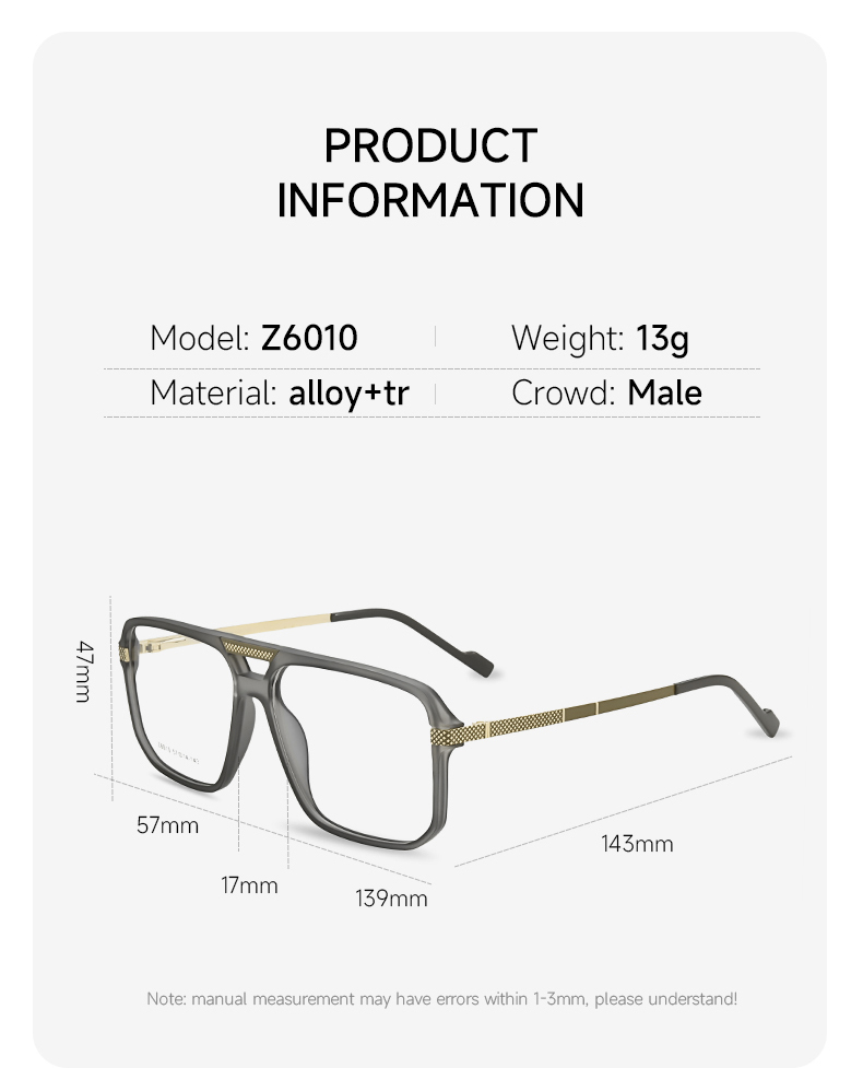 Aviator Style Spectacle Frames_size