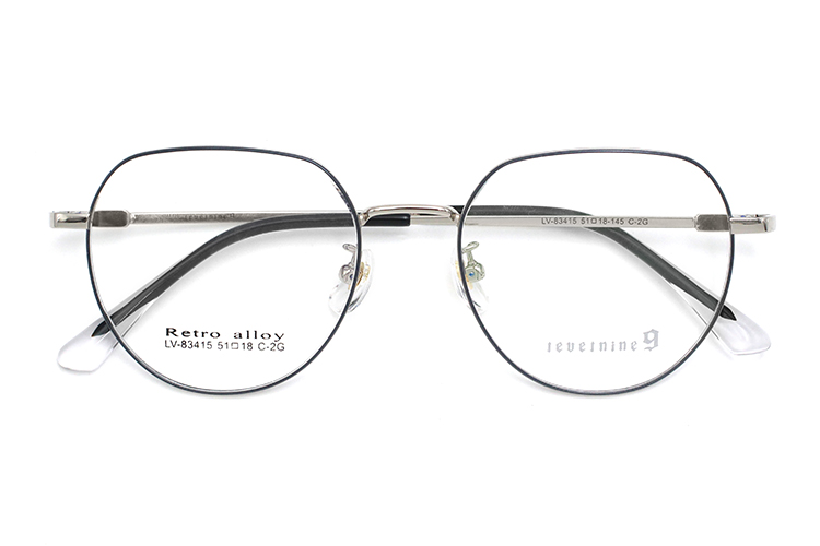 Mens Retro Glasses Frames- Black&Silver