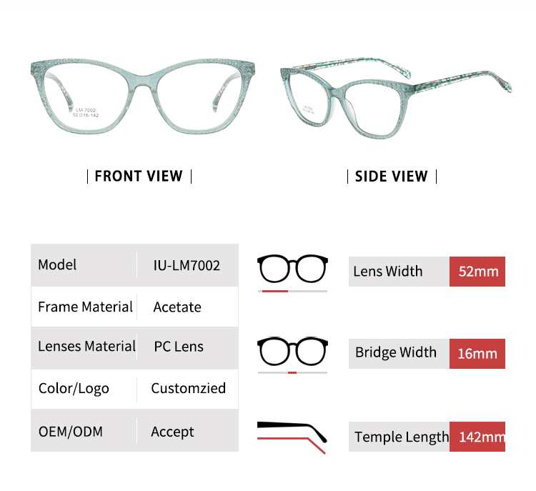 Cat Eye Clear Frame Glasses - Size