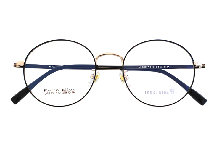 Round Eyeglass Frames - Black&Gold