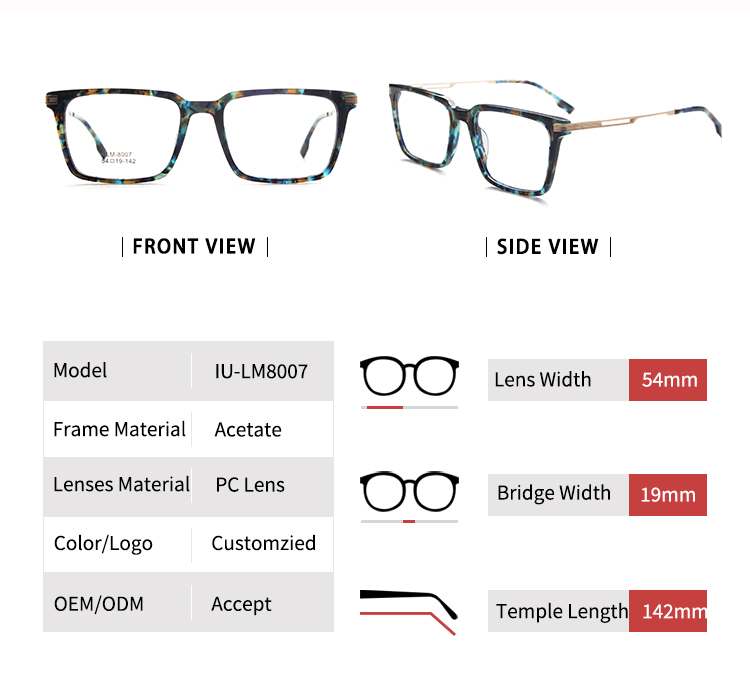 Rectangular Eyeglass Frames - Size