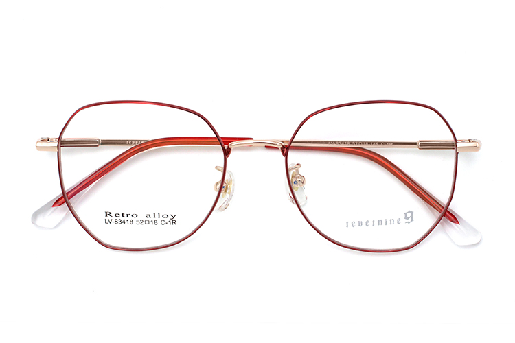 Thin Metal Frame Glasses - Red