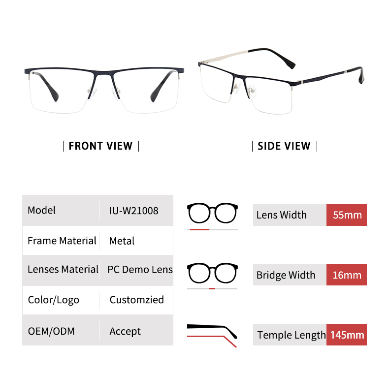 Mens Semi Rimless Glasses Frames_detials