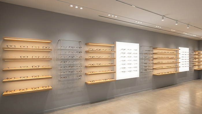 IU Eyewear optical frames showroom showcasing premium acetate, metal and TR90 glasses frames