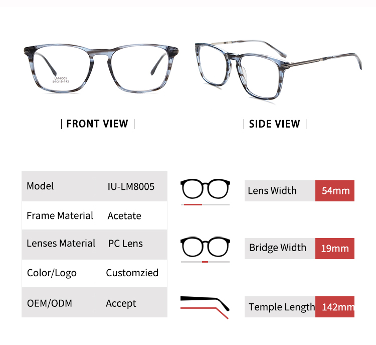 Square Eye Glasses - Size