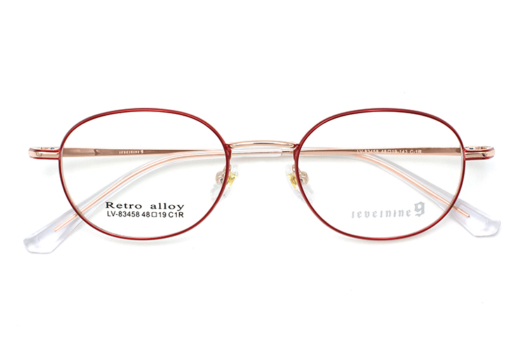 Oval Metal Glasses - Red & Gold