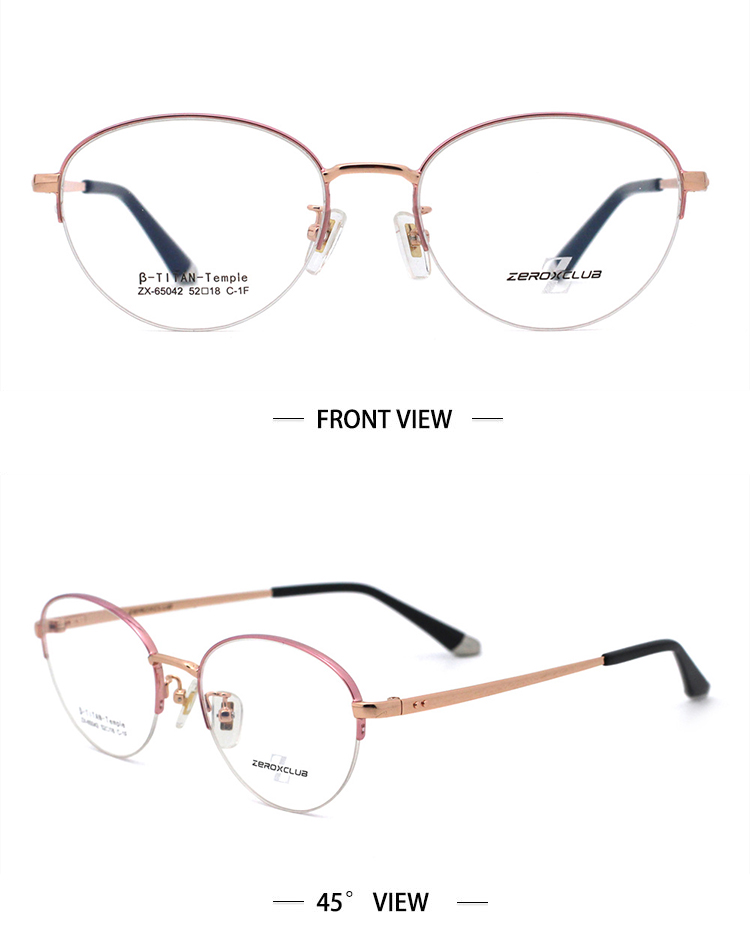 Half Frame Glasses_Gold Pink