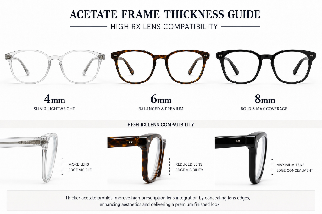 The Best Acetate Frame Thickness for High Prescription Lenses: A Wholesale Buyer's Guide (4mm vs 6mm vs 8mm)
